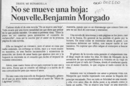 No se mueve una hoja, nouvelle, Benjamín Morgado  [artículo] Gustavo Rivera Flores.