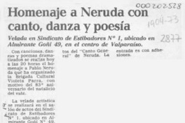 Homenaje a Neruda con canto, danza y poesía  [artículo].