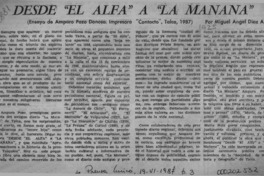 Desde "El Alfa" a "La Mañana"  [artículo] Miguel Angel Díaz A.