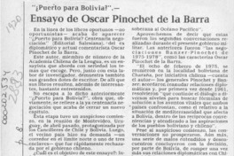 "Puerto para Bolivia?" ensayo de Oscar Pinochet de la Barra  [artículo] Bernardo Soria.