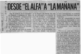 Desde "El Alfa" a "La Mañana"  [artículo] O. R. M.