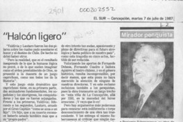 "Halcón Ligero"  [artículo] Sergio Ramón Fuentealba.