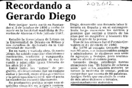 Recordando a Gerardo Diego  [artículo] Juan José de la Torre López.