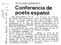 Conferencia de poeta español  [artículo].