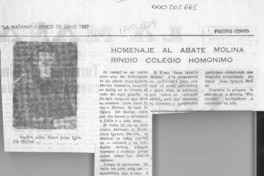 Homenaje al abate Molina rindió colegio homónimo  [artículo].