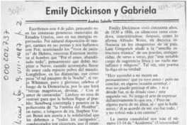 Emily Dickinson y Gabriela  [artículo] Andrés Sabella.