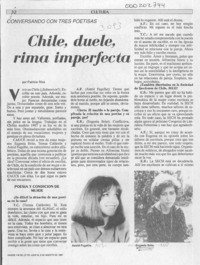 Chile, duele, rima imperfecta  [artículo] Patricio Ríos.