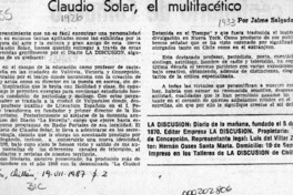 Claudio Solar, el multifacético  [artículo] Jaime Salgado Albornoz.