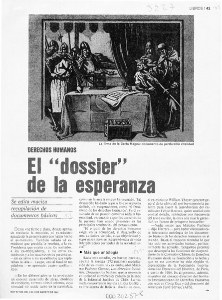 El "dossier" de la esperanza  [artículo] A. S.