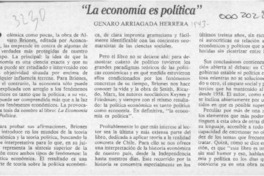 "La economía es política"  [artículo] Genaro Arriagada Herrera.