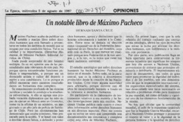 Un notable libro de Máximo Pacheco  [artículo] Hernán Santa Cruz.