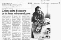 Chileno edita diccionario de las letras latinoamericanas  [artículo].