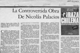 La controvertida obra de Nicolás Palacios  [artículo] Enrique Brahm García.