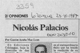 Nicolás Palacios  [artículo] Gastón Acuña Mac-Lean.