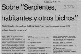 Sobre "Serpientes, habitantes y otros bichos"  [artículo] Manuel Espinoza Orellana.