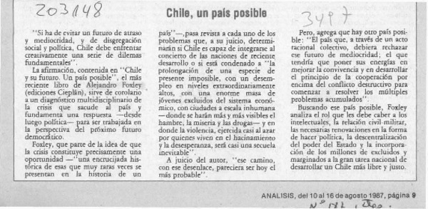 Chile, un país posible  [artículo].
