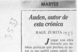 Auden, autor de esta crónica  [artículo] Raúl Zurita.