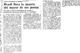 Brasil llora la muerte del mayor de sus poetas  [artículo].