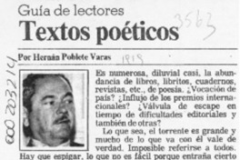 Textos poéticos  [artículo] Hernán Poblete Varas.