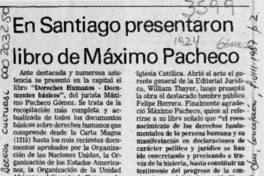 En Santiago presentaron libro de Máximo Pacheco  [artículo].