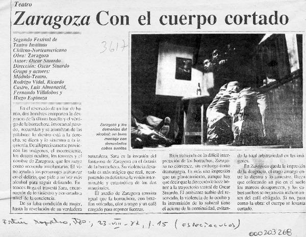 Zaragoza con el cuerpo cortado  [artículo].