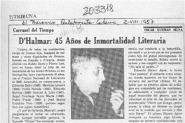 D'Halmar, 45 años de inmortalidad literaria  [artículo] Oscar Guzmán Silva.