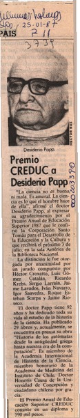 Premio CREDUC a Desiderio Papp  [artículo].