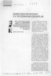 Derechos humanos, un testimonio ejemplar  [artículo] Andrés Aylwin Azócar.