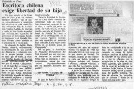 Escritora chilena exige libertad de su hija  [artículo].
