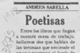 Poetisas  [artículo] Andrés Sabella.