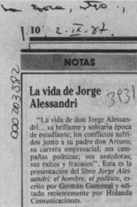 La Vida de Jorge Alessandri  [artículo].