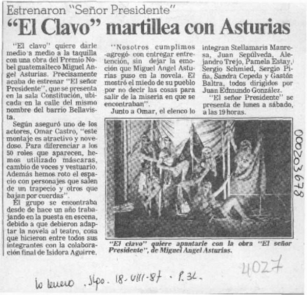 "El Clavo" martillea con Asturias  [artículo].
