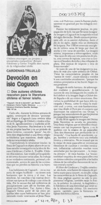 Devoción en isla Caguach  [artículo] Jaime Quezada.
