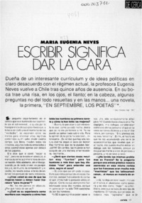 Escribir significa dar la cara  [artículo] Ana María Larraín.