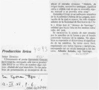 Producción lírica  [artículo] Alberto Arraño.