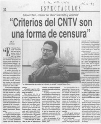 "Criterios del CNTV son una forma de censura"  [artículo].