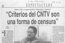 "Criterios del CNTV son una forma de censura"  [artículo].