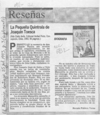 La pequeña Quintrala de Joaquín Toesca  [artículo] Hernán Poblete Varas.