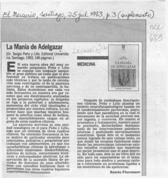 La manía de adelgazar  [artículo] Ramón Florenzano.