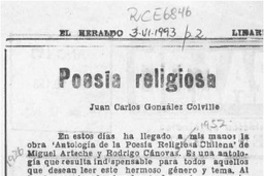 Poesía religiosa  [artículo] Juan Carlos González Colville.
