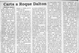 Carta a Roque Dalton  [artículo].