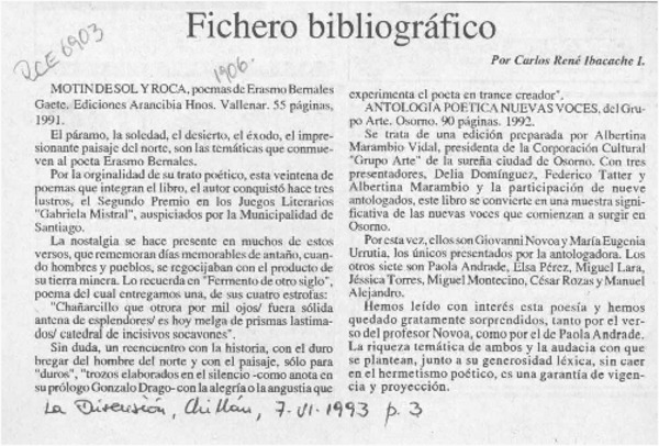 Fichero bibliográfico  [artículo] Carlos René Ibacache I.
