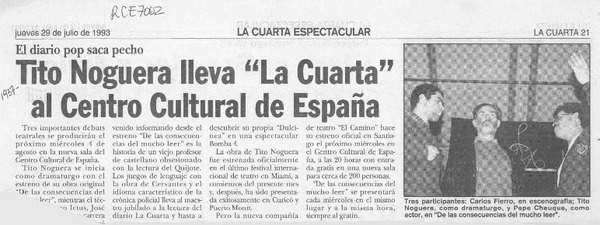 Tito Noguera lleva "La Cuarta" al Centro Cultural de España