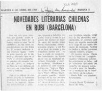 Novedades literarias chilenas en Rubi (Barcelona)  [artículo] Antonio Berral Cardeñosa.