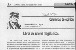 Libros de autores magallánicos  [artículo] Marino Muñoz lagos.
