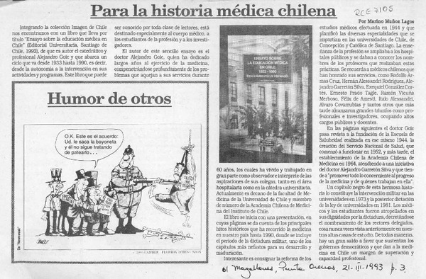 Para la historia médica chilena  [artículo] Marino Muñoz Lagos.