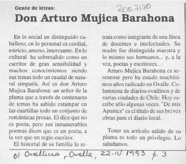 Don Arturo Mujica Barahona  [artículo].