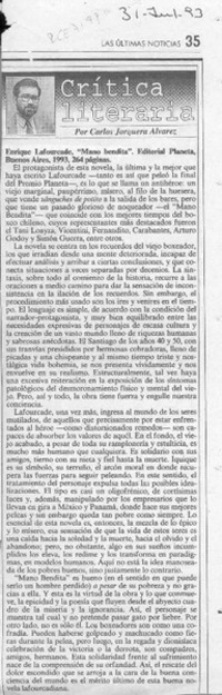 Mano Bendita  [artículo] Carlos Jorquera Alvarez.