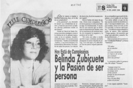 Belinda Zubicueta y la pasión de ser persona  [artículo].