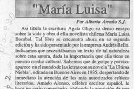 "María Luisa"  [artículo] Alberto Arraño.